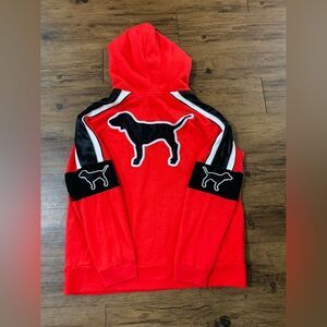 PINK VS RED SHERPA DOGGIE HOODIE LARGE